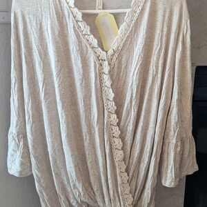 Flamingo Urban Cream Blouse with Lace Detail